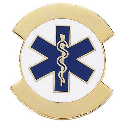 1-1/16 Inch Enameled Paramedic Insignia with Flat Plain Gold Bars Lapel Pin-Brooches & Lapel Pins-Lapel Pin Corner