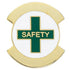 1-1/16 Inch Enameled "Safety" Symbol with Flat Plain Gold Bars Lapel Pin-Brooches & Lapel Pins-Lapel Pin Corner