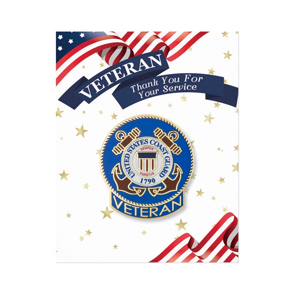1-1/16 x 15/16 Inch U.S. Coast Guard Veteran Lapel Pin (Old Style)-Brooches & Lapel Pins-Lapel Pin Corner