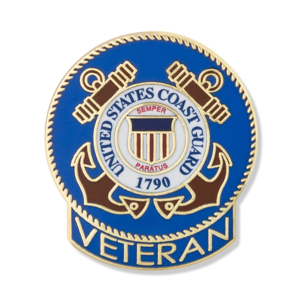 1-1/16 x 15/16 Inch U.S. Coast Guard Veteran Lapel Pin (Old Style)-Brooches & Lapel Pins-Lapel Pin Corner