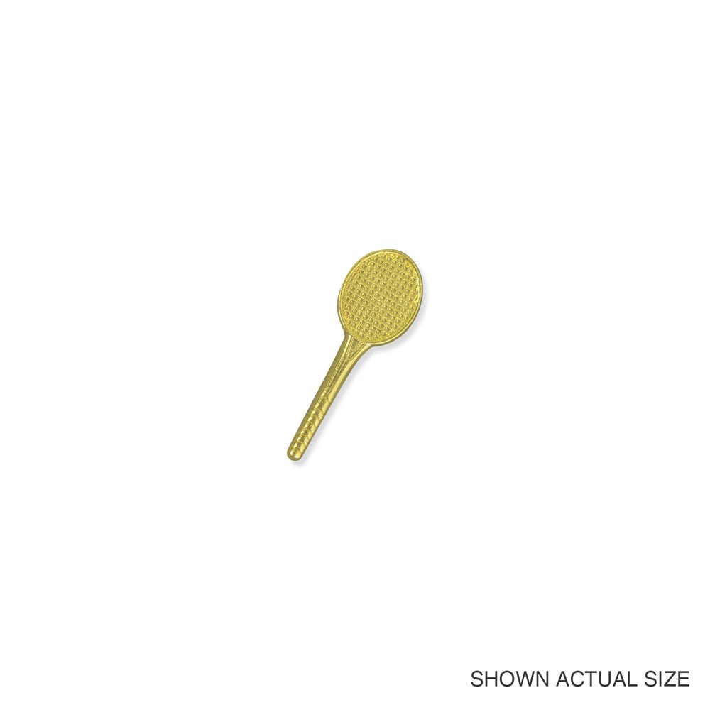 1-1/2 Inch Gold Tennis Raquet Chenille Pin-Brooches & Lapel Pins-Lapel Pin Corner