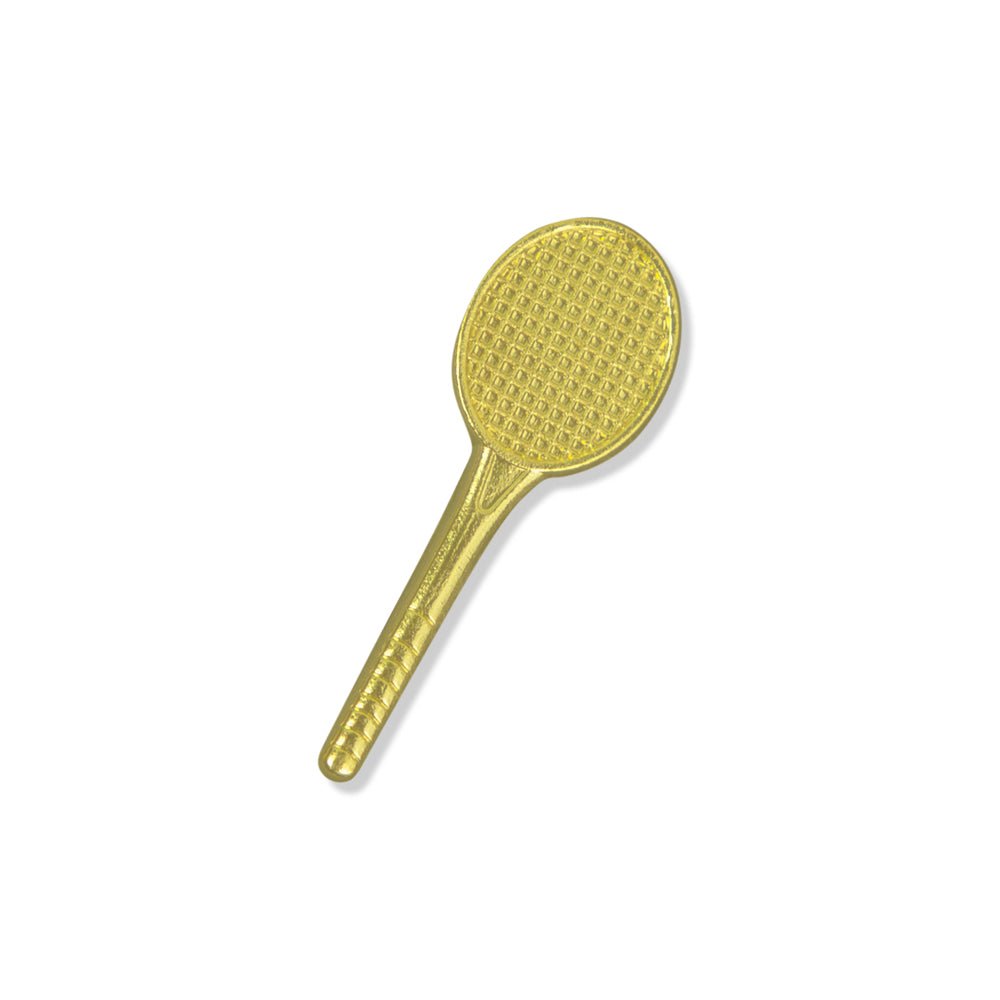 1-1/2 Inch Gold Tennis Raquet Chenille Pin-Brooches & Lapel Pins-Lapel Pin Corner
