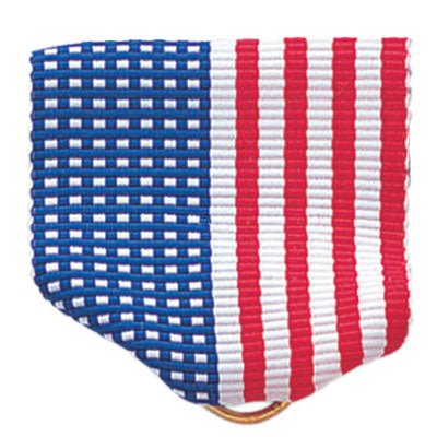 1-1/2 x 1-3/8 Inch American Flag Pin Back Ribbon-Bronze Ring-Brooches & Lapel Pins-Lapel Pin Corner