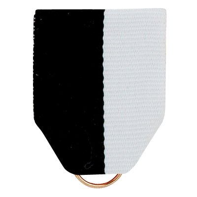 1-1/2 x 1-3/8 Inch Black and White Pin Back Ribbon-Brooches & Lapel Pins-Lapel Pin Corner