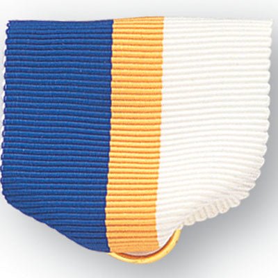 1-1/2 x 1-3/8 Inch Blue, Gold, and White Pin Back Ribbon-Brooches & Lapel Pins-Lapel Pin Corner
