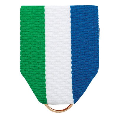 1-1/2 x 1-3/8 Inch Green, White, and True Blue Pin Back Ribbon-Brooches & Lapel Pins-Lapel Pin Corner