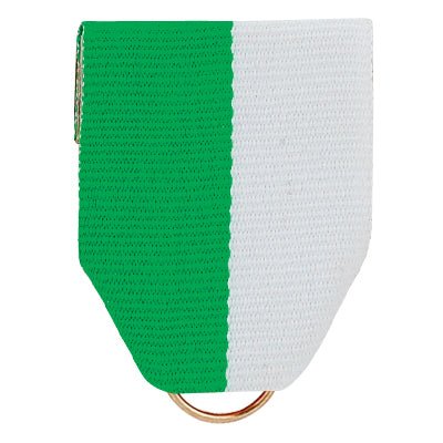 1-1/2 x 1-3/8 Inch Green and White Pin Back Ribbon-Brooches & Lapel Pins-Lapel Pin Corner