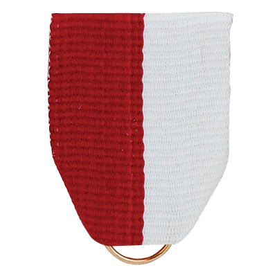 1-1/2 x 1-3/8 Inch Maroon and White Pin Back Ribbon-Brooches & Lapel Pins-Lapel Pin Corner