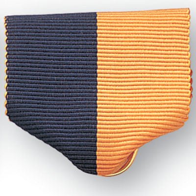 1-1/2 x 1-3/8 Inch Navy Blue and Gold Pin Back Ribbon-Brooches & Lapel Pins-Lapel Pin Corner