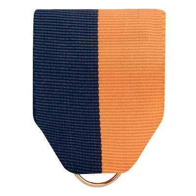 1-1/2 x 1-3/8 Inch Navy Blue and Orange Pin Back Ribbon-Brooches & Lapel Pins-Lapel Pin Corner