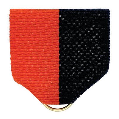 1-1/2 x 1-3/8 Inch Orange and Black Pin Back Ribbon-Brooches & Lapel Pins-Lapel Pin Corner