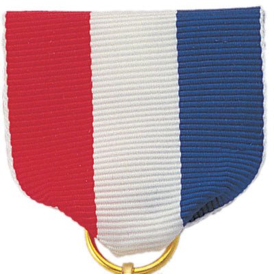 1-1/2 x 1-3/8 Inch Red, White, and Blue Pin Back Ribbon-Gold Ring-Brooches & Lapel Pins-Lapel Pin Corner