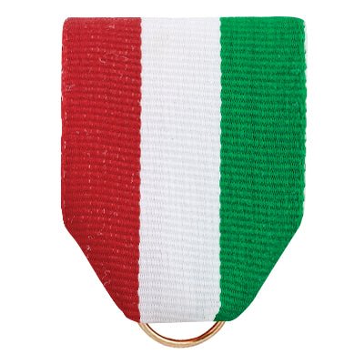 1-1/2 x 1-3/8 Inch Red, White, and Green Pin Back Ribbon-Brooches & Lapel Pins-Lapel Pin Corner