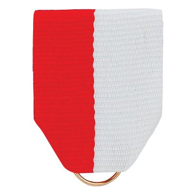 1-1/2 x 1-3/8 Inch Red and White Pin Back Ribbon-Brooches & Lapel Pins-Lapel Pin Corner