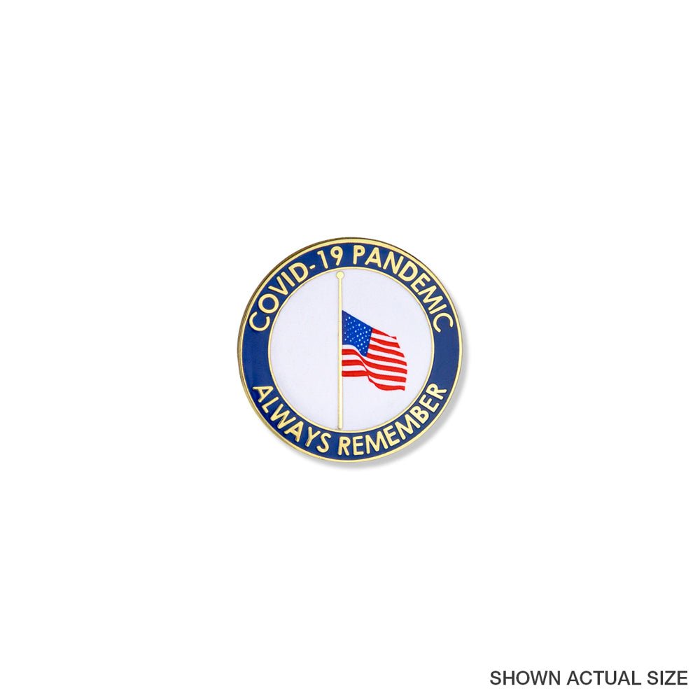 1-1/4 Inch "Always Remember" with U.S. Flag at Half Mast Lapel Pin-Brooches & Lapel Pins-Lapel Pin Corner