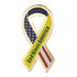 1-1/4 Inch Enameled "God Bless America" American Flag Ribbon Pin-Brooches & Lapel Pins-Lapel Pin Corner