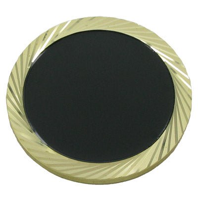 1-1/4 Inch Gold Dimaond Engraved Border with Black Lapel Pin-Engraving Option-Brooches & Lapel Pins-Lapel Pin Corner