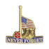 1-1/4 Inch Half Mast American Flag "Never Forget" with Military Boots and Red Poppy Lapel Pin-Brooches & Lapel Pins-Lapel Pin Corner