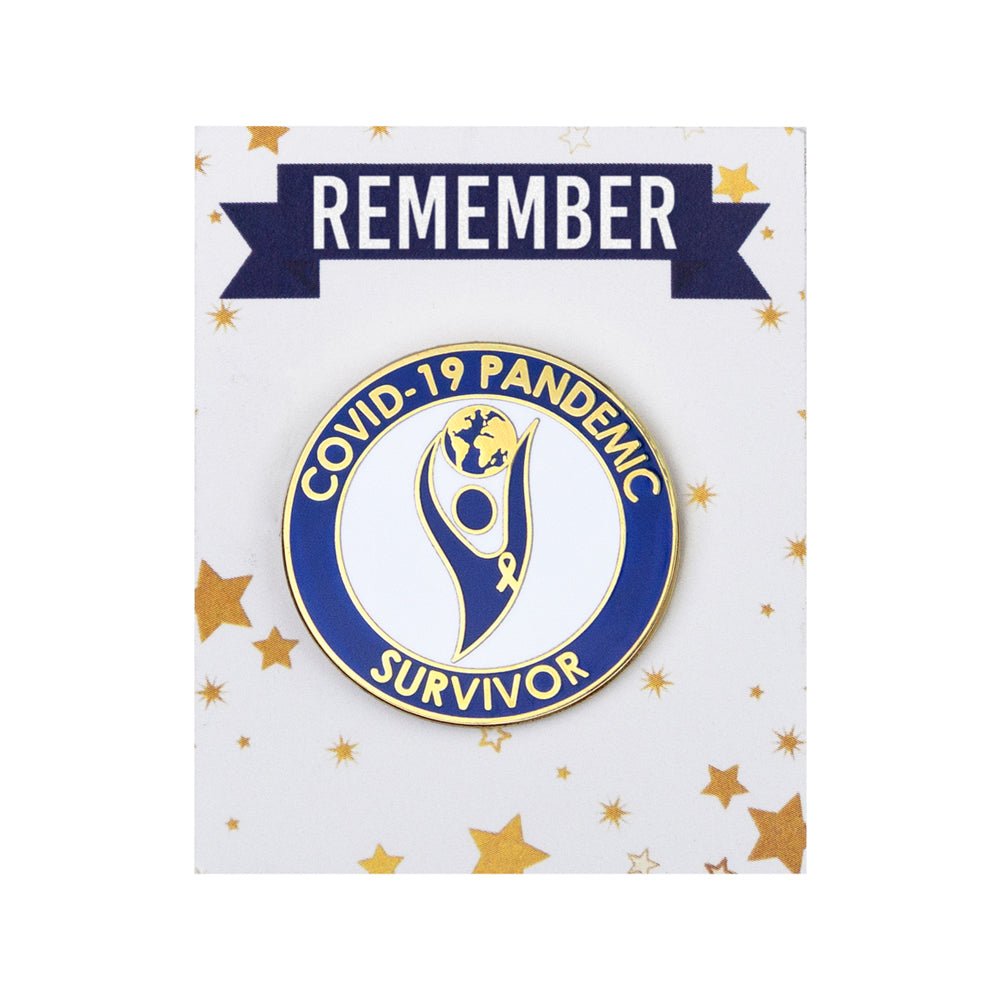 1-1/4 Inch Modern Global Figure and "Survivor" Ribbon Lapel Pin-Brooches & Lapel Pins-Lapel Pin Corner