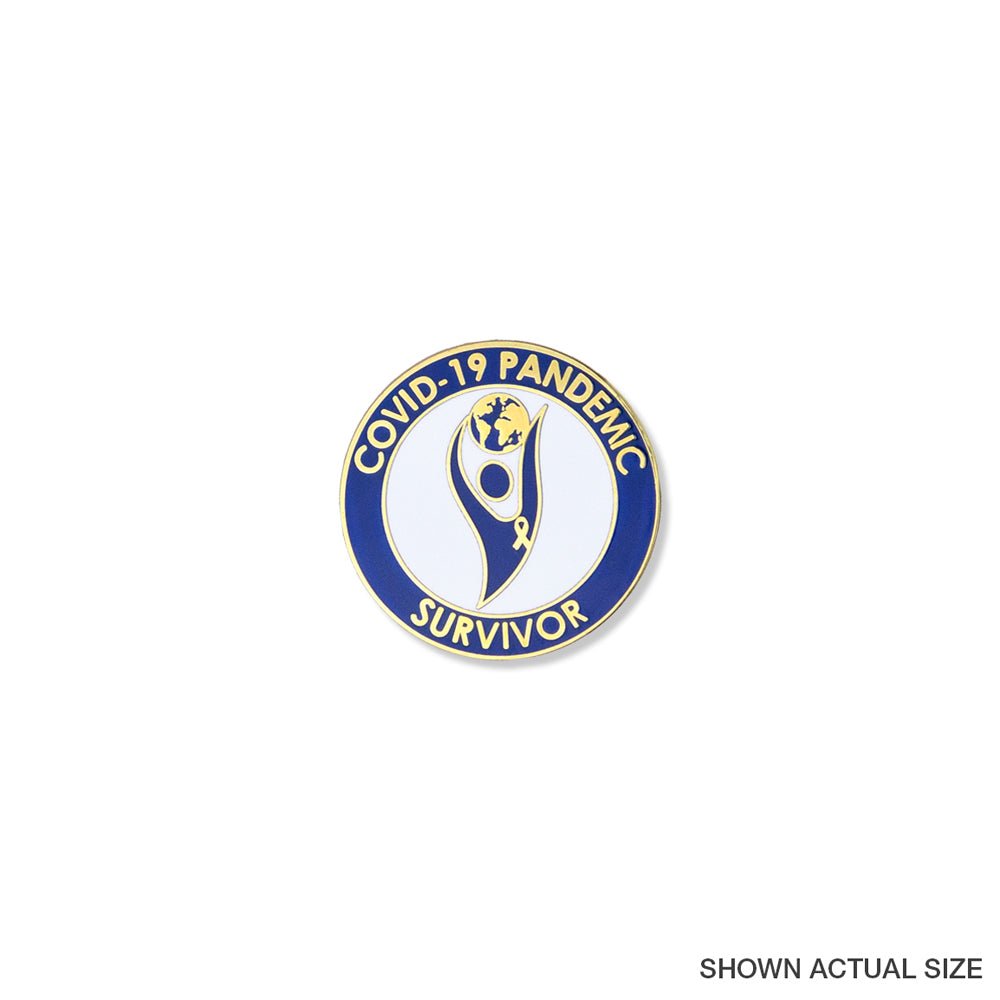 1-1/4 Inch Modern Global Figure and "Survivor" Ribbon Lapel Pin-Brooches & Lapel Pins-Lapel Pin Corner