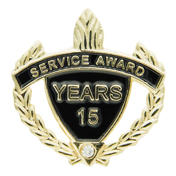 1-1/4 Inch "Service Award Years" with Rhinestone Enameled Lapel Pin-Brooches & Lapel Pins-Lapel Pin Corner