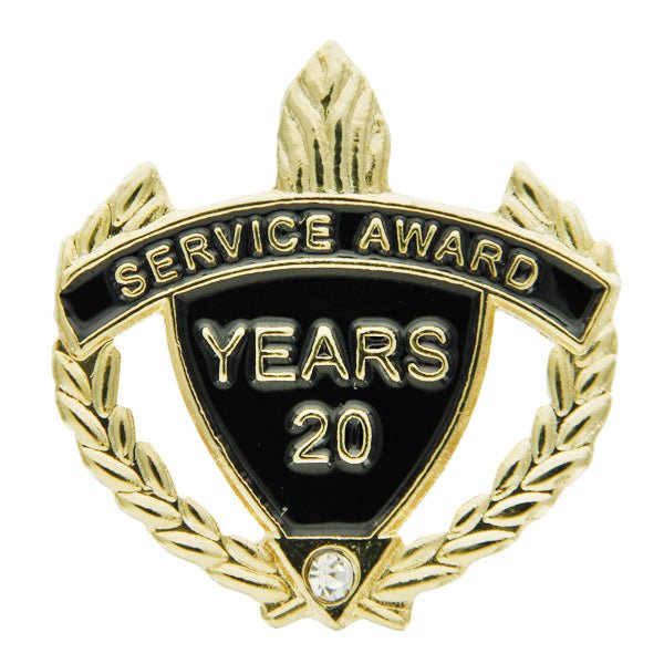 1-1/4 Inch "Service Award Years" with Rhinestone Enameled Lapel Pin-Brooches & Lapel Pins-Lapel Pin Corner