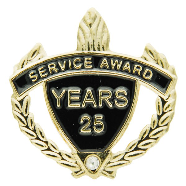 1-1/4 Inch "Service Award Years" with Rhinestone Enameled Lapel Pin-Brooches & Lapel Pins-Lapel Pin Corner