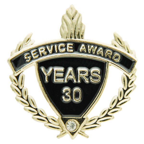 1-1/4 Inch "Service Award Years" with Rhinestone Enameled Lapel Pin-Brooches & Lapel Pins-Lapel Pin Corner