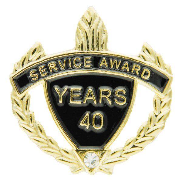 1-1/4 Inch "Service Award Years" with Rhinestone Enameled Lapel Pin-Brooches & Lapel Pins-Lapel Pin Corner