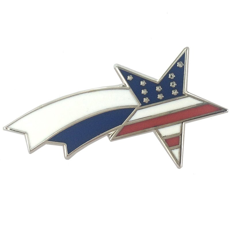 1 - 1/4 Inch American Flag Shooting Star Lapel Pin - Lapel Pin Corner