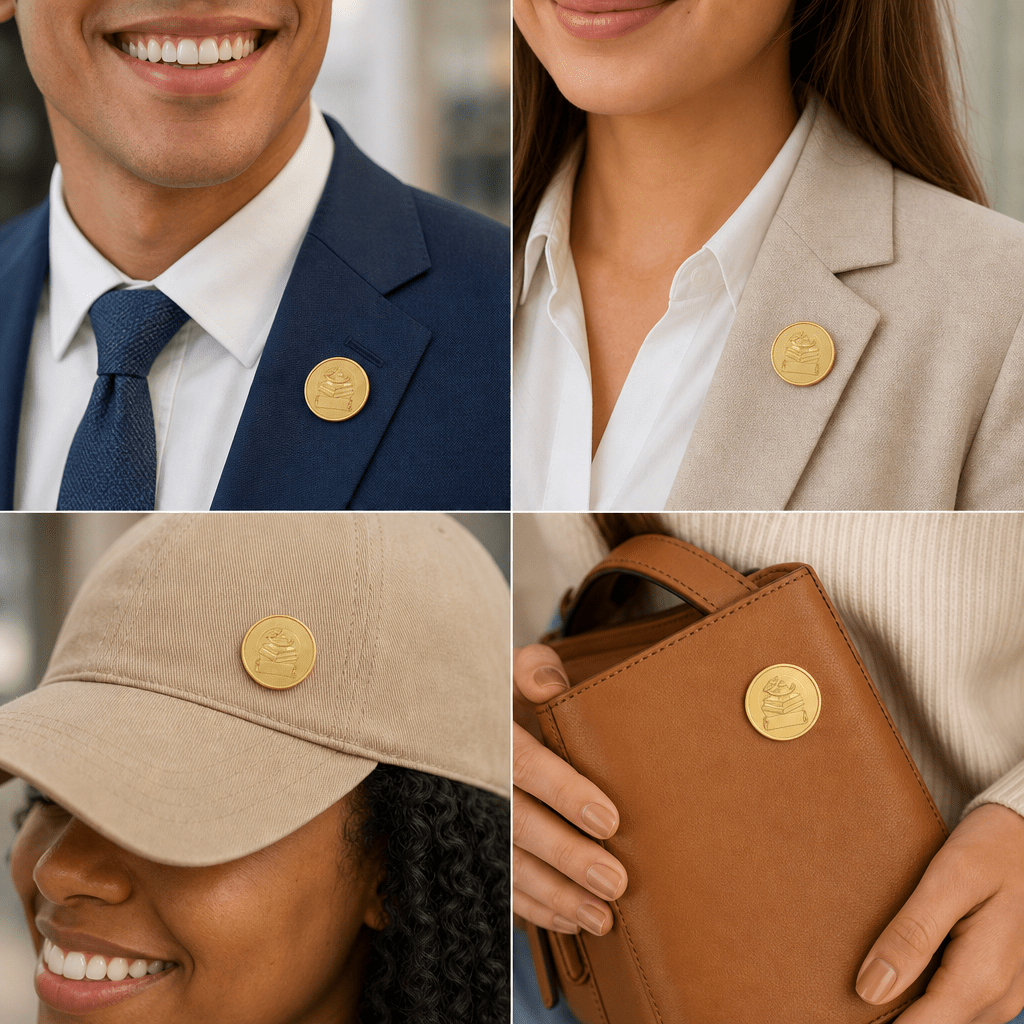 1-1/4 Inch Lamp of Learning Pin-Imprint Option (50 min.) - Lapel Pin Corner