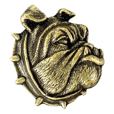 1-1/8 Inch Bulldog Mascot Antique Brass Pin-Brooches & Lapel Pins-Lapel Pin Corner