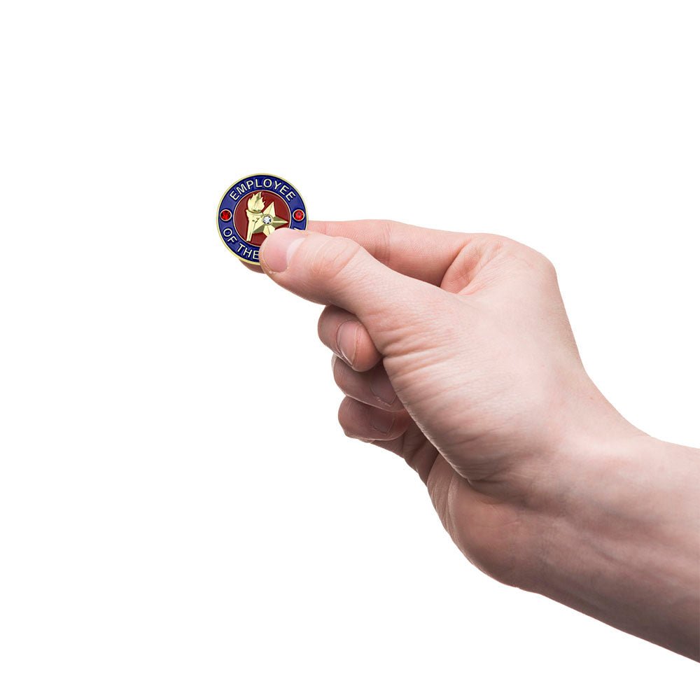 1-1/8 Inch Employee of the Month Enameled Lapel Pin-Brooches & Lapel Pins-Lapel Pin Corner