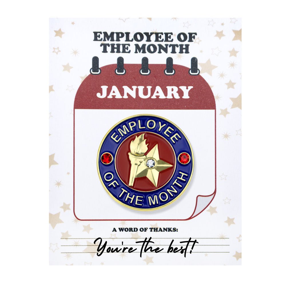 1-1/8 Inch Employee of the Month Enameled Lapel Pin-Brooches & Lapel Pins-Lapel Pin Corner