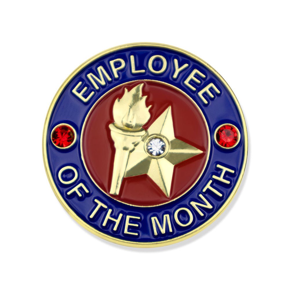 1-1/8 Inch Employee of the Month Enameled Lapel Pin-Brooches & Lapel Pins-Lapel Pin Corner
