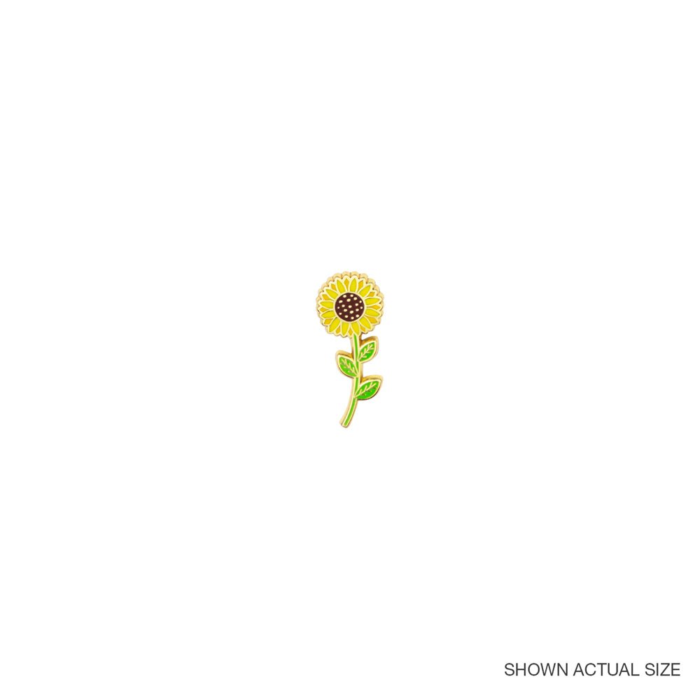 1-1/8 Inch Enameled Sunflower Pin-Brooches & Lapel Pins-Lapel Pin Corner