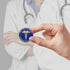 1-1/8 Inch Risk Management Through Teamwork Blue Enameled Gold Pin With Caduceus-Brooches & Lapel Pins-Lapel Pin Corner