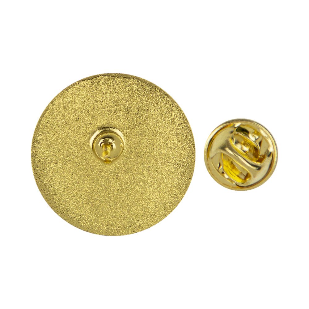 1-1/8 Inch Risk Management Through Teamwork Blue Enameled Gold Pin With Caduceus-Brooches & Lapel Pins-Lapel Pin Corner
