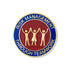 1-1/8 Inch Risk Management Through Teamwork Blue & Red Enameled Gold Pin-Brooches & Lapel Pins-Lapel Pin Corner