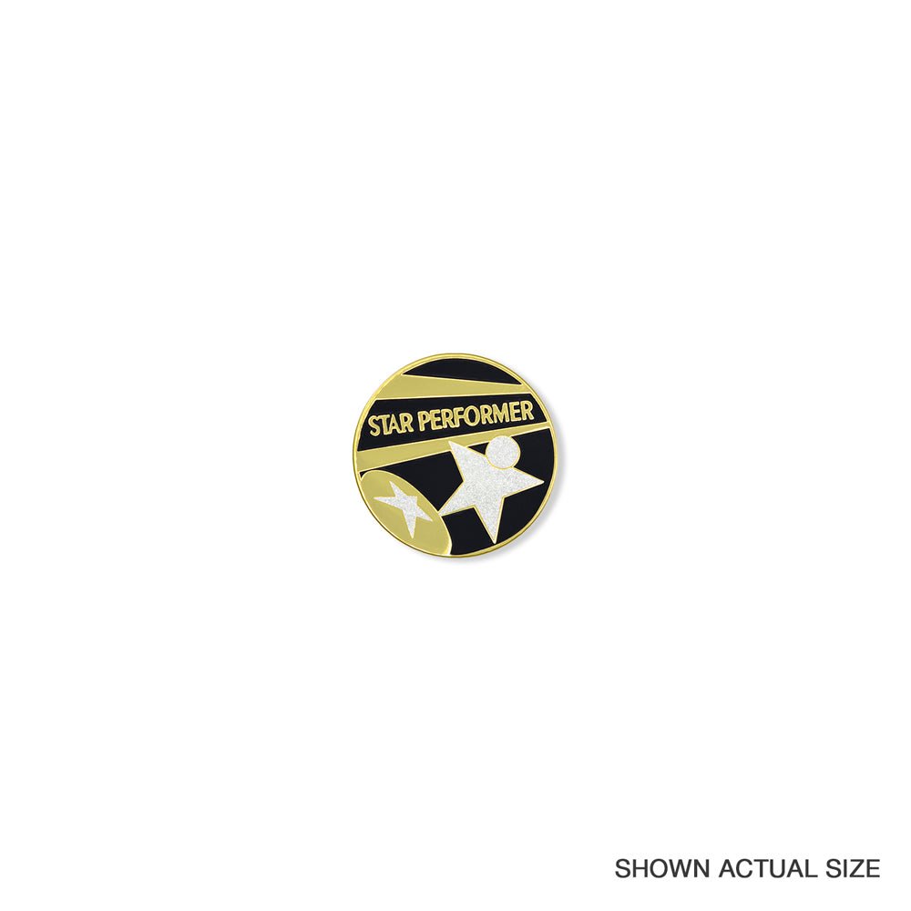 1-1/8 Inch Two-Tone Star Performer with Glitter Detail Enameled Lapel Pin-Brooches & Lapel Pins-Lapel Pin Corner
