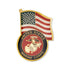 1-1/8 Inch U.S. Marine with American Flag Enameled Lapel Pin-Brooches & Lapel Pins-Lapel Pin Corner