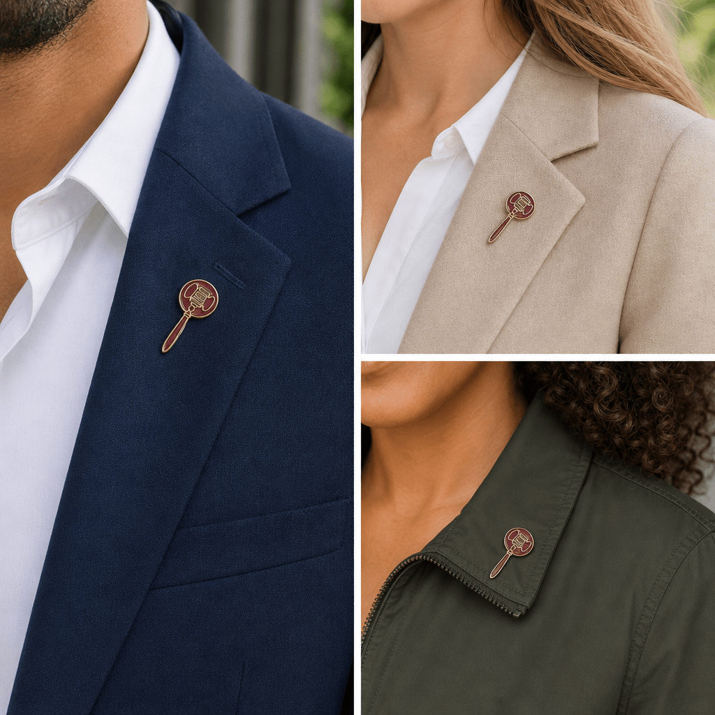 1-1/8 Inch Gavel Lapel Pin - Lapel Pin Corner
