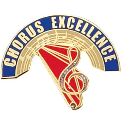 1 - 1/8 Inch Gold "Chorus Excellence" w/ Music Clef Enameled Lapel Pin - Lapel Pin Corner