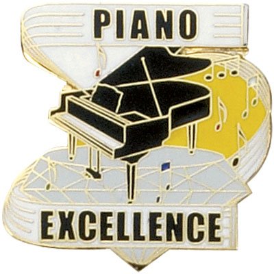 1 - 1/8 Inch Gold "Piano Excellence" Enameled Lapel Pin - Lapel Pin Corner
