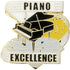 1 - 1/8 Inch Gold "Piano Excellence" Enameled Lapel Pin - Lapel Pin Corner