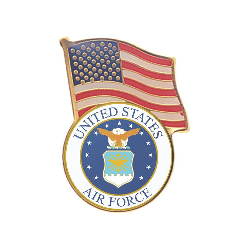 1 - 1/8 Inch U.S. Air Force with American Flag Enameled Lapel Pin - Lapel Pin Corner