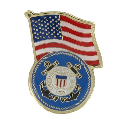 1 - 1/8 Inch U.S. Coast Guard Flag Enameled Lapel Pin - Lapel Pin Corner