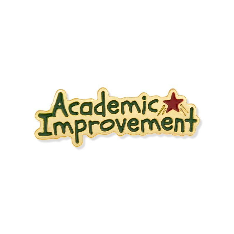 1-1/8 x 1/4 Inch Gold Enameled Academic Improvement Lapel Pin-Brooches & Lapel Pins-Lapel Pin Corner