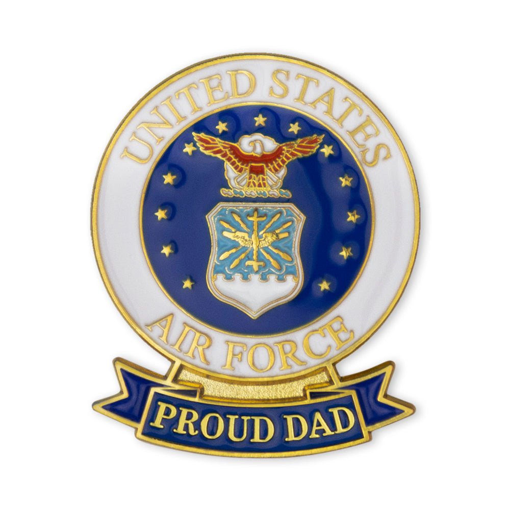 1-1/8 x 7/16 Inch U.S. Air Force "Proud Dad" Lapel Pin-Brooches & Lapel Pins-Lapel Pin Corner