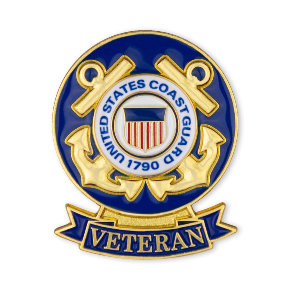 1-1/8 x 7/16 Inch U.S. Coast Guard Veteran Lapel Pin-Brooches & Lapel Pins-Lapel Pin Corner